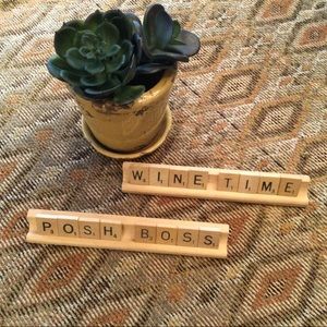 🌸3 for $20🌸 Scrabble Word Tray with 8 Tiles. Posh Boss, Wine Time or cus…